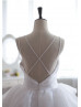Ivory Beaded Organza Cross Back Wedding Dress