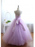 Lavender Satin Tulle Long Wedding Dress