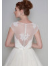Ivory Lace Swiss Dot Tulle Full Skirt Tea Length Wedding Dress