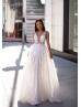 White Beaded Lace Sequin Long Prom Dress