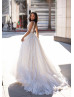 White Beaded Lace Sequin Long Prom Dress