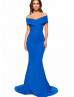 V Neck Royal Blue Chiffon Long Prom Dress