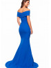 V Neck Royal Blue Chiffon Long Prom Dress