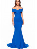 V Neck Royal Blue Chiffon Long Prom Dress