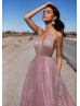 Rose Gold Glittering Backless Long Prom Dress Rose Gold Glittering Backless Long Prom Dress