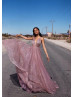 Rose Gold Glittering Backless Long Prom Dress Rose Gold Glittering Backless Long Prom Dress