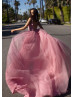 Beaded Dusty Pink Tulle Floral Dreamy Prom Dress
