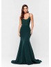 Scoop Neck Beaded Emerald Lace Long Prom Dress