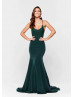 Scoop Neck Beaded Emerald Lace Long Prom Dress