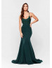 Scoop Neck Beaded Emerald Lace Long Prom Dress