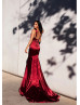 Sweetheart Neck Burgundy Satin Prom Dress