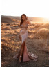 Rose Gold Sequin Slit Long Prom Dress