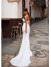Strapless White Sequin Slit Long Prom Dress