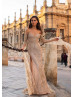 Sweetheart Strapless Gold Glittering Slit Long Prom Dress
