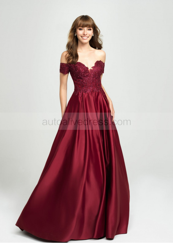 Off Shoulder Satin Lace Long Prom Dress