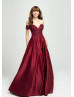 Off Shoulder Satin Lace Long Prom Dress