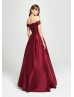 Off Shoulder Satin Lace Long Prom Dress