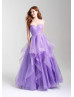 Strapless Pleated Glittering Tulle Ruffle Prom Dress
