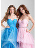 Strapless Pleated Glittering Tulle Ruffle Prom Dress