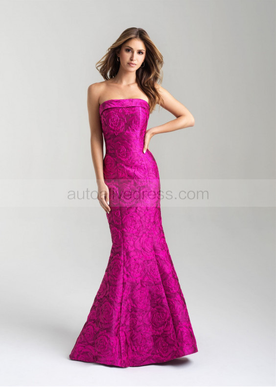 Strapless Floral Brocade Floor Length Prom Dress Strapless Floral Brocade Floor Length Prom Dress