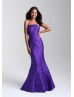 Strapless Floral Brocade Floor Length Prom Dress