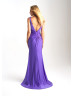 Ruched Jersey Deep V Back Slit Prom Dress