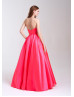 Strapless Satin Box Pleated Long Prom Dress Strapless Satin Box Pleated Long Prom Dress