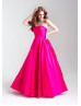 Strapless Satin Box Pleated Long Prom Dress Strapless Satin Box Pleated Long Prom Dress