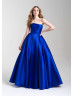 Strapless Satin Box Pleated Long Prom Dress