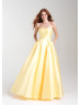 Strapless Satin Box Pleated Long Prom Dress