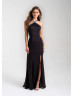 Sparkle Halter Straps Jersey Side Slit Prom Dress