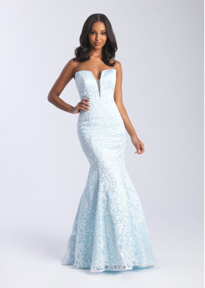 Strapless Lace Open Back Long Prom Dress