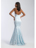 Strapless Lace Open Back Long Prom Dress