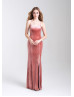 Sexy Mauve Sparkle Velvet Slit Lace-up Back Prom Dress