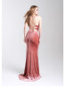 Sexy Mauve Sparkle Velvet Slit Lace-up Back Prom Dress