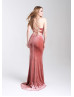 Sexy Mauve Sparkle Velvet Slit Lace-up Back Prom Dress Sexy Mauve Sparkle Velvet Slit Lace-up Back Prom Dress