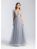 Sweetheart Neck Beaded Lace Tulle Prom Dress