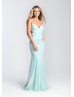 Mint Blue Sequin Lace-up Back Long Prom Dress