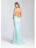 Mint Blue Sequin Lace-up Back Long Prom Dress