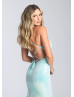 Mint Blue Sequin Lace-up Back Long Prom Dress