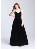 Spaghetti Straps Velvet Open Back Long Elegant Prom Dress