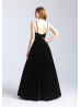 Spaghetti Straps Velvet Open Back Long Elegant Prom Dress