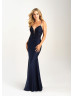 Beaded Lace Jersey Corset Back Long Prom Dress