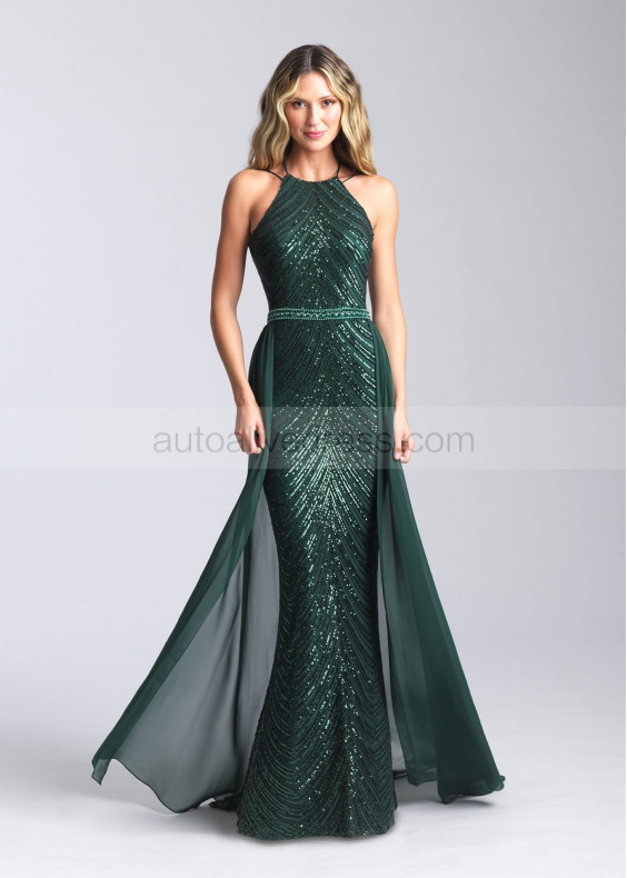 High Neck Sequin Chiffon Corset Back Long Prom Dress