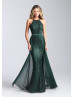 High Neck Sequin Chiffon Corset Back Long Prom Dress