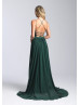 High Neck Sequin Chiffon Corset Back Long Prom Dress