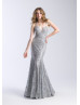 Spaghetti Straps Sequin Low Back Sparkly Prom Dress