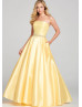 Strapless Satin Beaded Belt Prom Dress