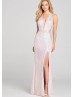 V Neck Sequin Lace Slit Prom Dress