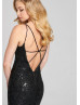 Black Sequin Beaded V Neck Prom Dress